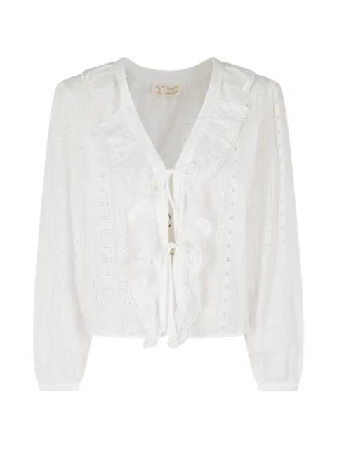 broderie-anglaise ruffled blouse by MC2 SAINT BARTH