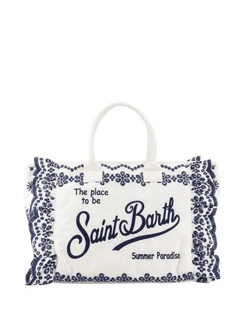 broderie anglaise ruffled tote bag by MC2 SAINT BARTH