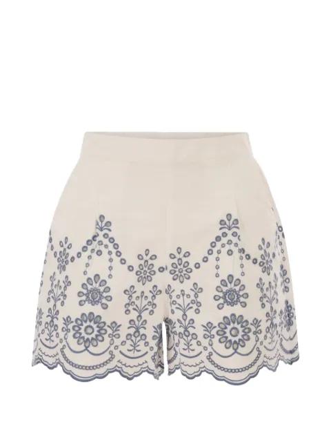 broderie-anglaise scalloped-hem shorts by MC2 SAINT BARTH