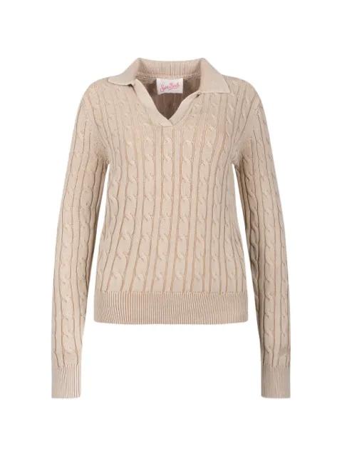 cable-knit polo-collar sweater by MC2 SAINT BARTH