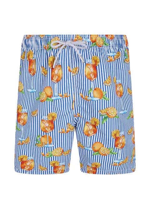 cocktail-print striped swim shorts by MC2 SAINT BARTH