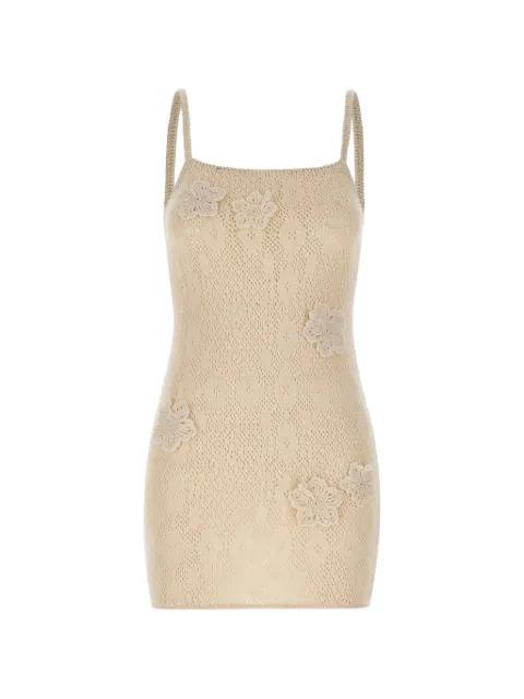crochet-knit flower-appliqué mini dress by MC2 SAINT BARTH