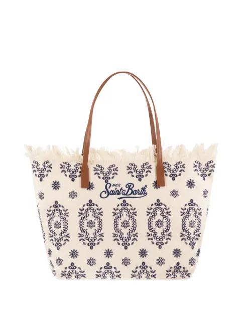 embroidered frayed-edge tote bag by MC2 SAINT BARTH