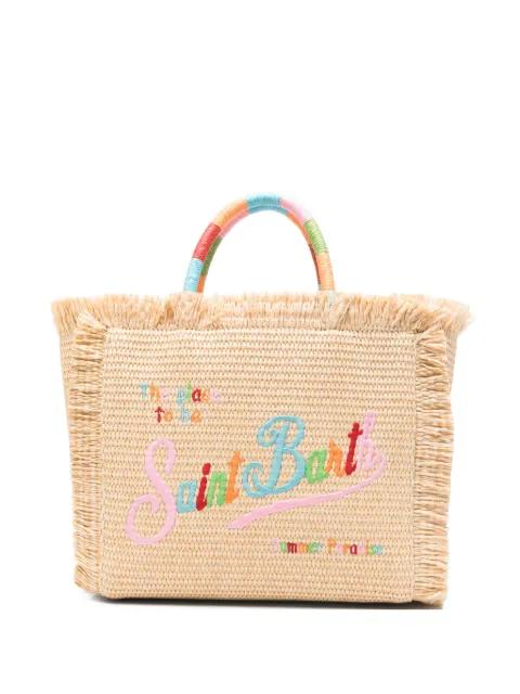 embroidered-logo frayed tote bag by MC2 SAINT BARTH