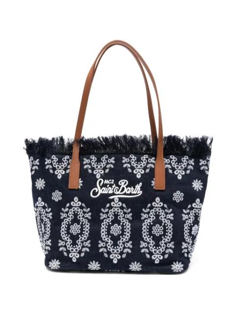 embroidered-logo fringed shoulder bag by MC2 SAINT BARTH