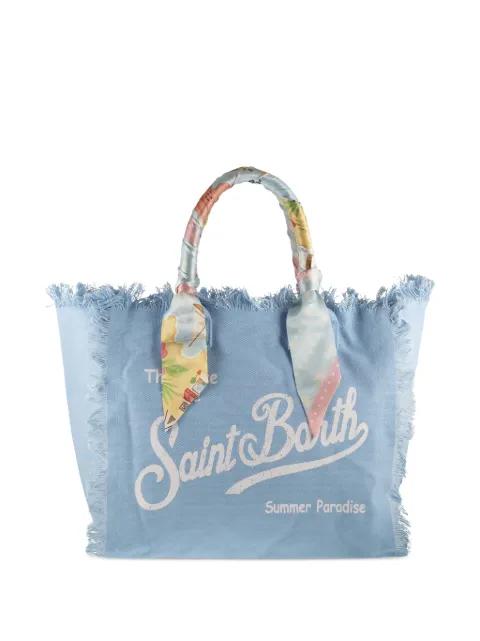 frayed scarf-wrapped tote bag by MC2 SAINT BARTH