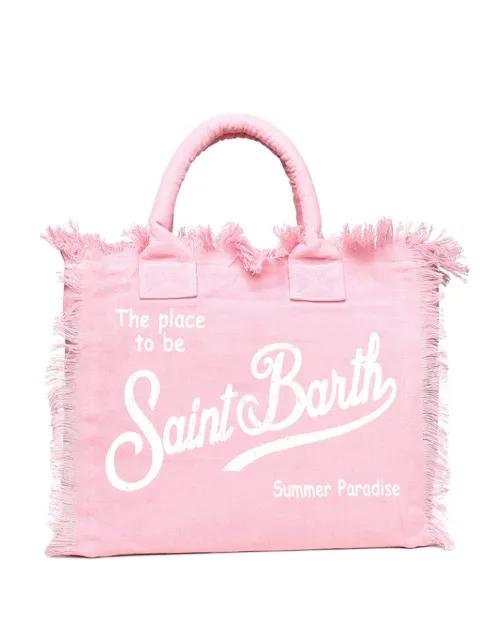 fringed logo-print tote bag by MC2 SAINT BARTH