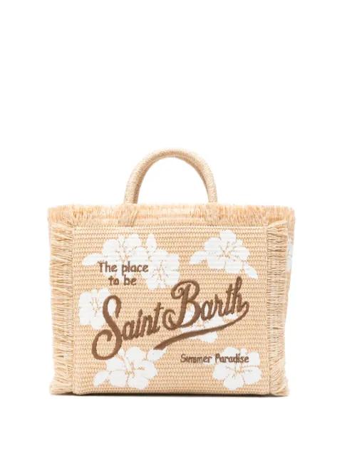 hibiscus-print fringed tote bag by MC2 SAINT BARTH