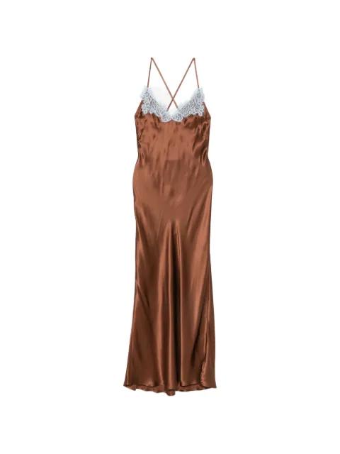 lace-trimmed silk maxi dress by MC2 SAINT BARTH