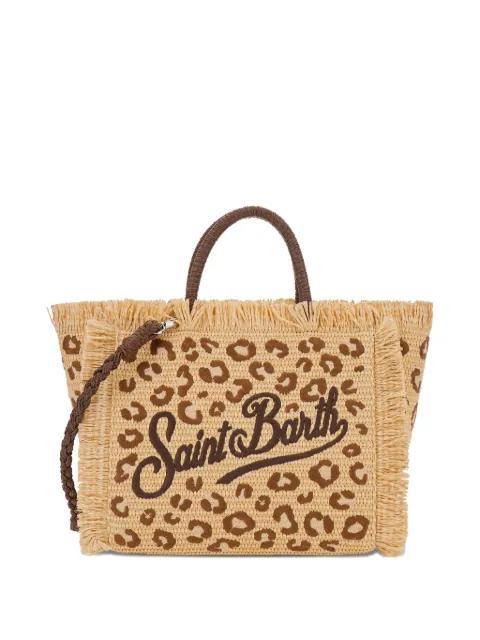 leopard-print fringed tote bag by MC2 SAINT BARTH