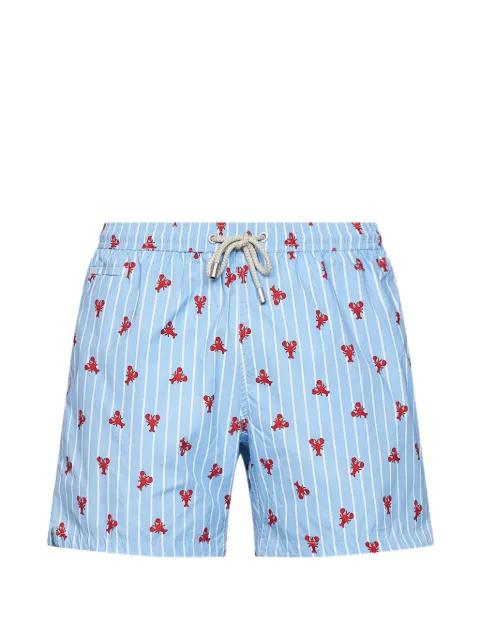 lobster-print striped swim shorts by MC2 SAINT BARTH