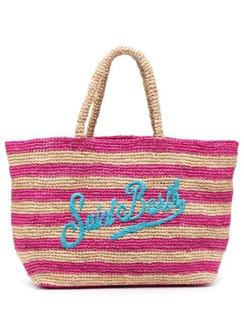 logo-embroidered interwoven tote bag by MC2 SAINT BARTH
