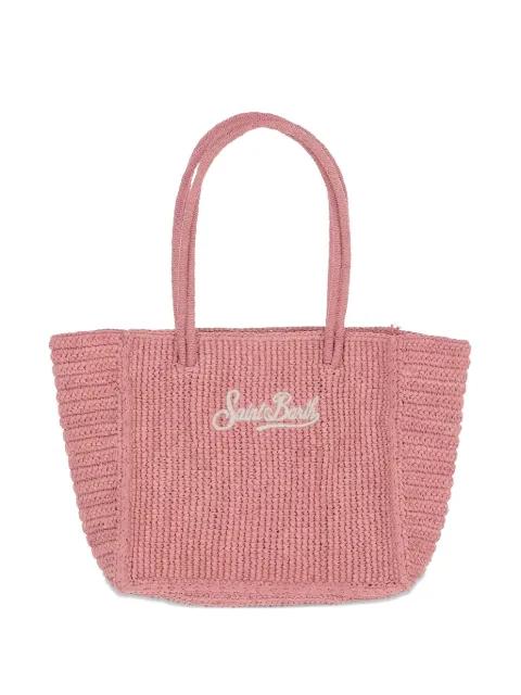 logo-embroidered raffia shoulder bag by MC2 SAINT BARTH