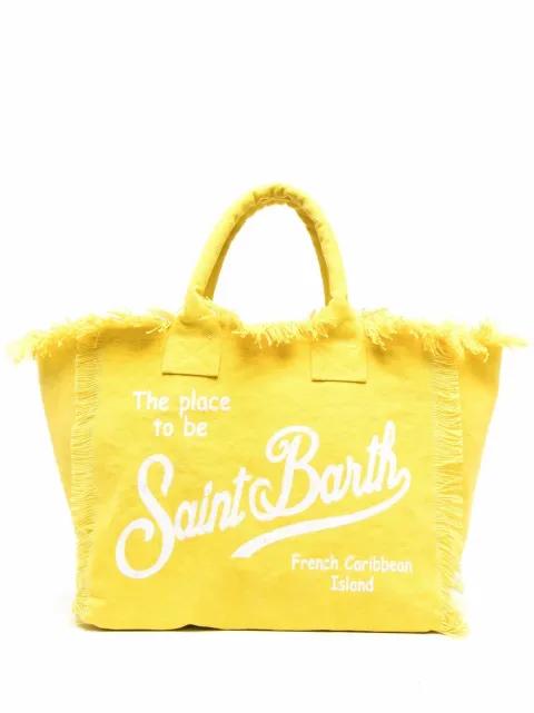 logo-print frayed tote bag by MC2 SAINT BARTH