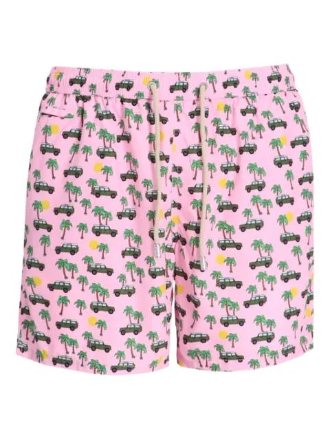 palm tree-car-print swim shorts by MC2 SAINT BARTH