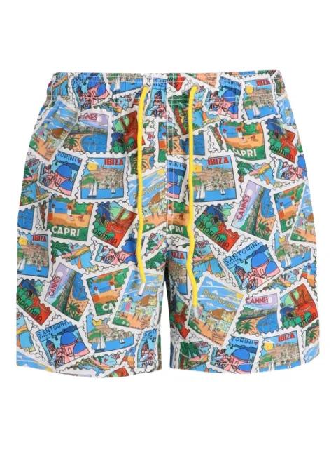 postcard-print swim shorts by MC2 SAINT BARTH