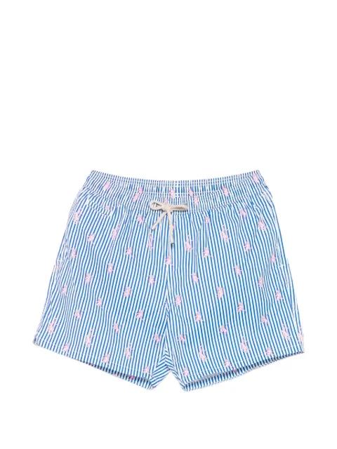 stripe-pattern monkey-motif swim shorts by MC2 SAINT BARTH