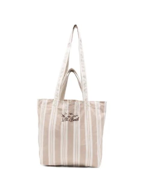 striped embroidered tote bag by MC2 SAINT BARTH