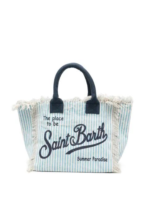 striped frayed beach bag by MC2 SAINT BARTH