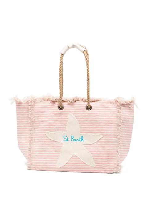 striped frayed beach bag by MC2 SAINT BARTH