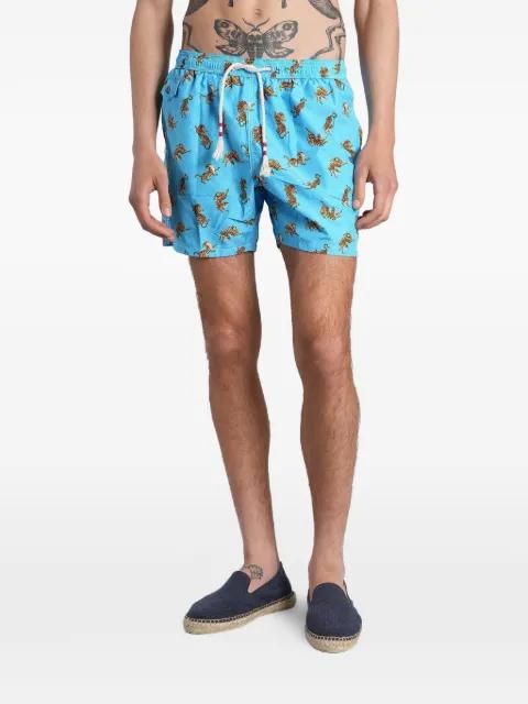 tiger-print drawstring swim shorts by MC2 SAINT BARTH