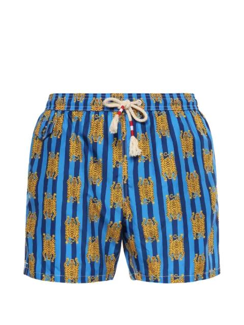 tiger-print striped swim shorts by MC2 SAINT BARTH