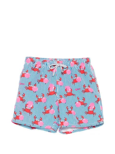 x Big Babol Gustavia striped crab-print swim shorts by MC2 SAINT BARTH