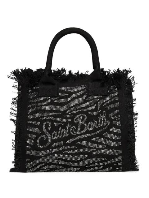 zebra-print frayed tote bag by MC2 SAINT BARTH