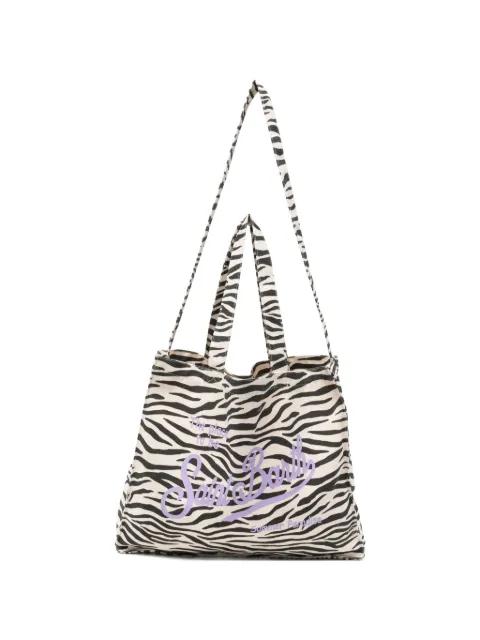 zebra-print logo-print tote bag by MC2 SAINT BARTH