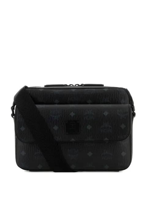 Aren monogram-printed canvas messenger bag by MCM