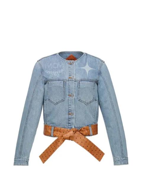 Constellation logo-print belted denim jacket by MCM