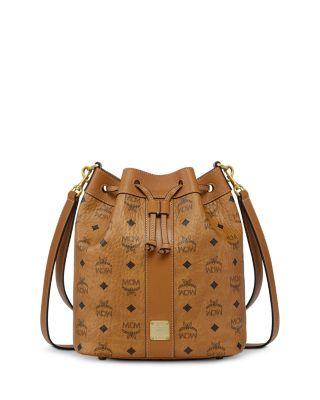 Dessau Medium Visetos Leather Drawstring Bucket Bag by MCM
