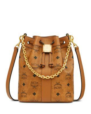 Dessau Small Visetos Leather Drawstring Bucket Bag by MCM