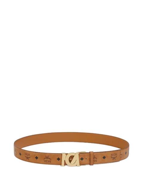 Visetos-print logo-buckle belt by MCM