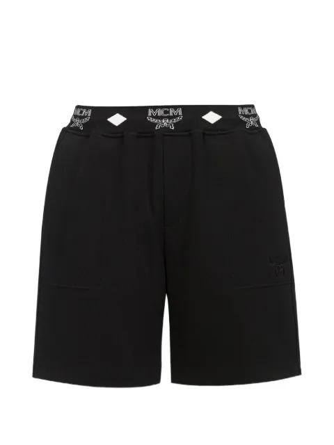 logo-waistband ponte shorts by MCM