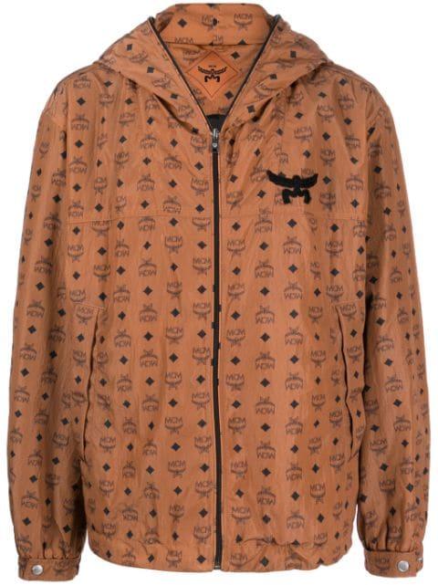 monogram-print hoodied jacket by MCM