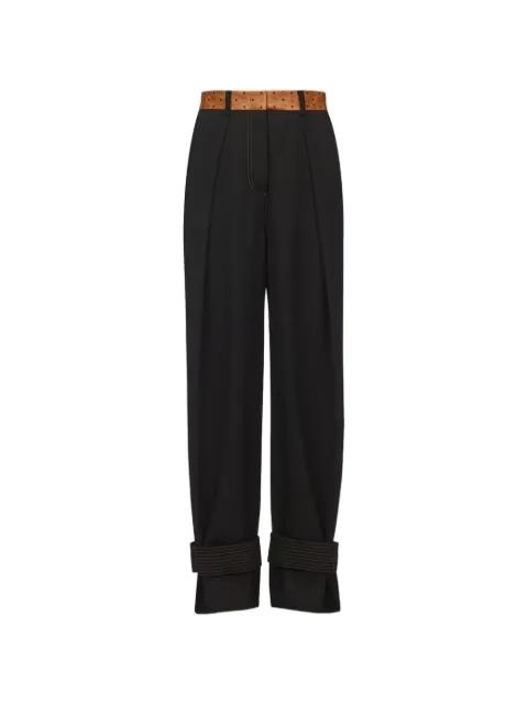 monogram-print waistband pleated trousers by MCM