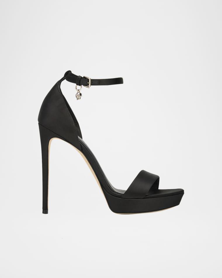125mm Satin Platform Charm-Strap Sandals by MCQUEEN