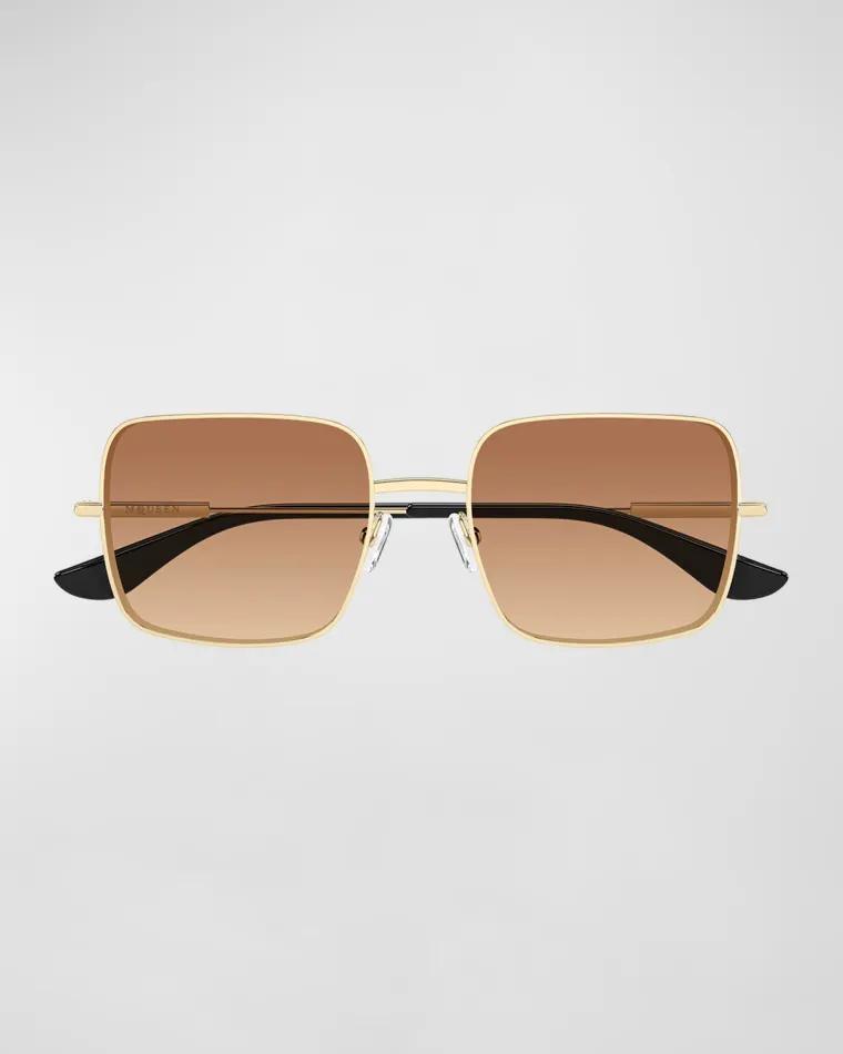 66mm Metal & Acetate Square Sunglasses by MCQUEEN