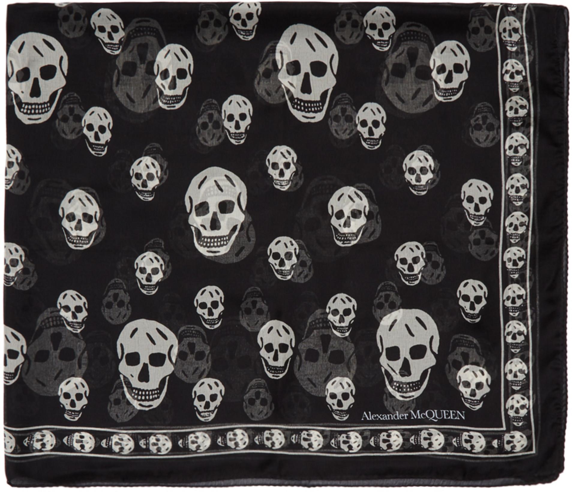 Black Silk Classic Skull Scarf by MCQUEEN
