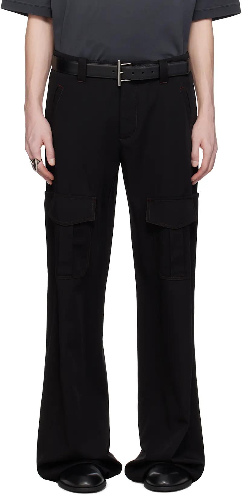 Black Wool Overdyed Low-Rise Cargo Pants by MCQUEEN