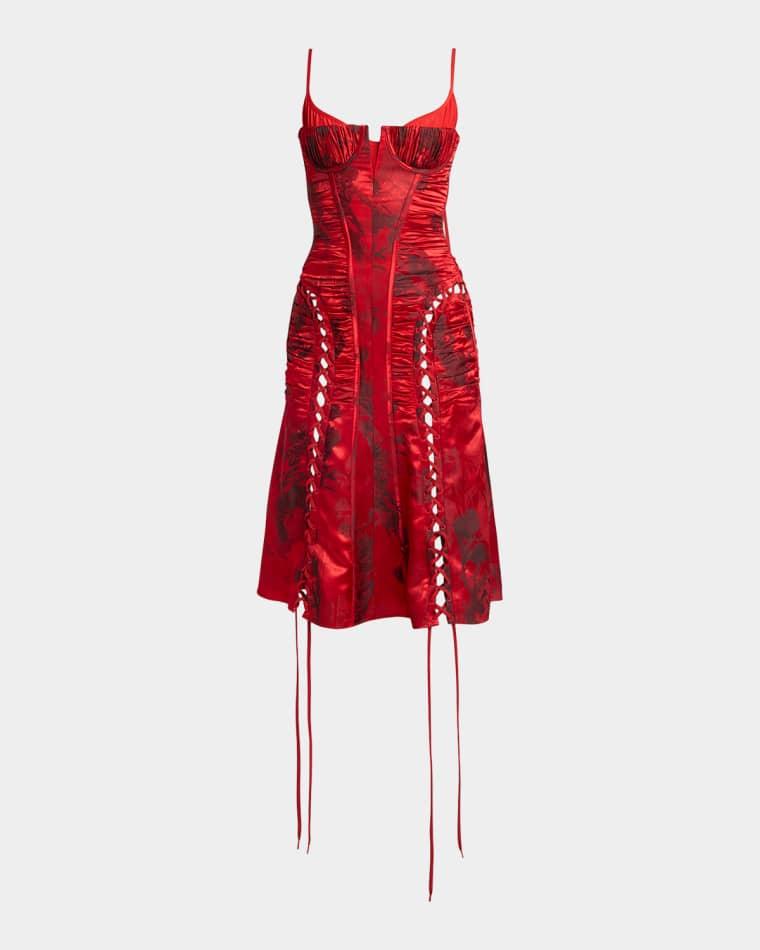 Certified Fluid Viscose Floral Jacquard Corset Dress by MCQUEEN
