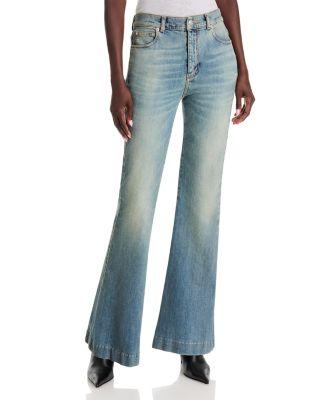 Cotton Stretch Flare Jeans in Bluette by MCQUEEN