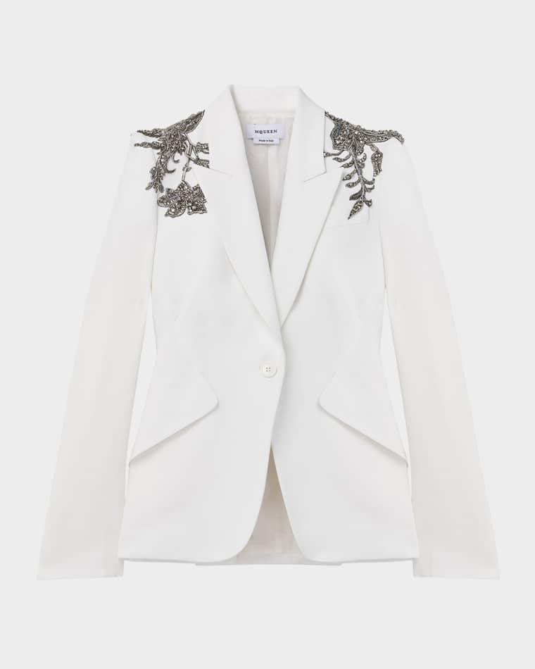 Crystal Embellished Shoulder Single-Breasted Blazer by MCQUEEN