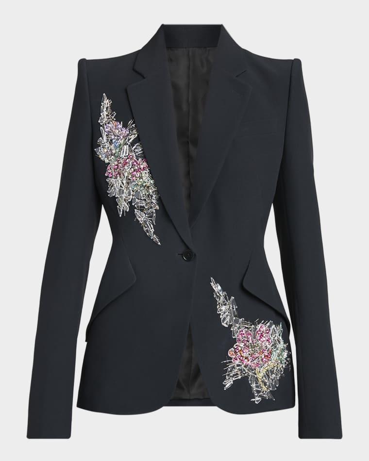 Crystal Embroidered Single-Breasted Blazer Jacket by MCQUEEN