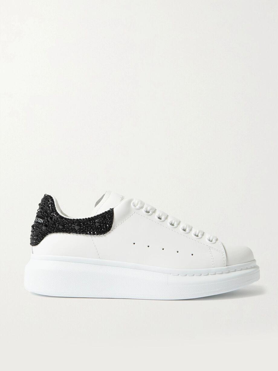 Crystal-embellished leather exaggerated-sole sneakers by MCQUEEN