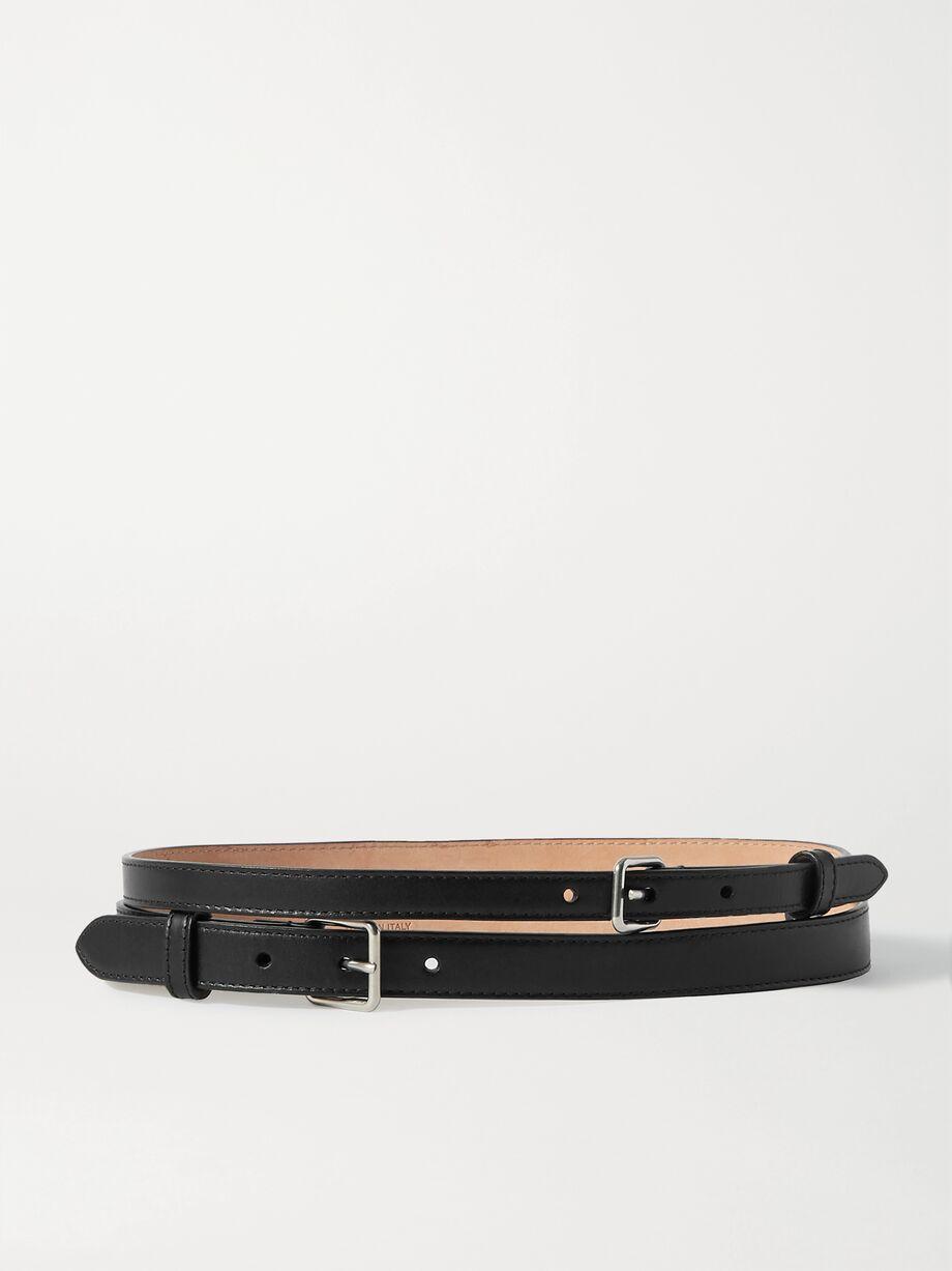 Double-strap leather waist belt by MCQUEEN