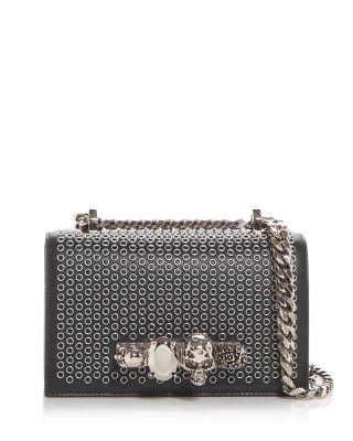 Eyelet Embellished Mini Satchel Leather Shoulder Bag by MCQUEEN