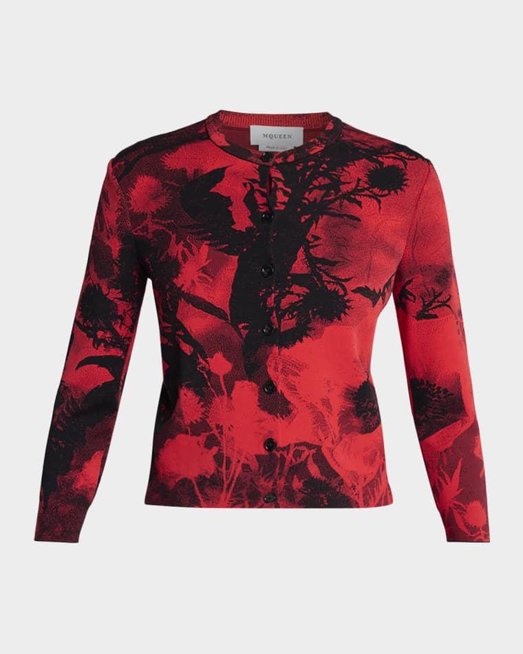 Floral Jacquard Crewneck Cardigan by MCQUEEN