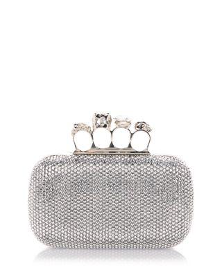Knuckle Crystal Suede Clutch by MCQUEEN